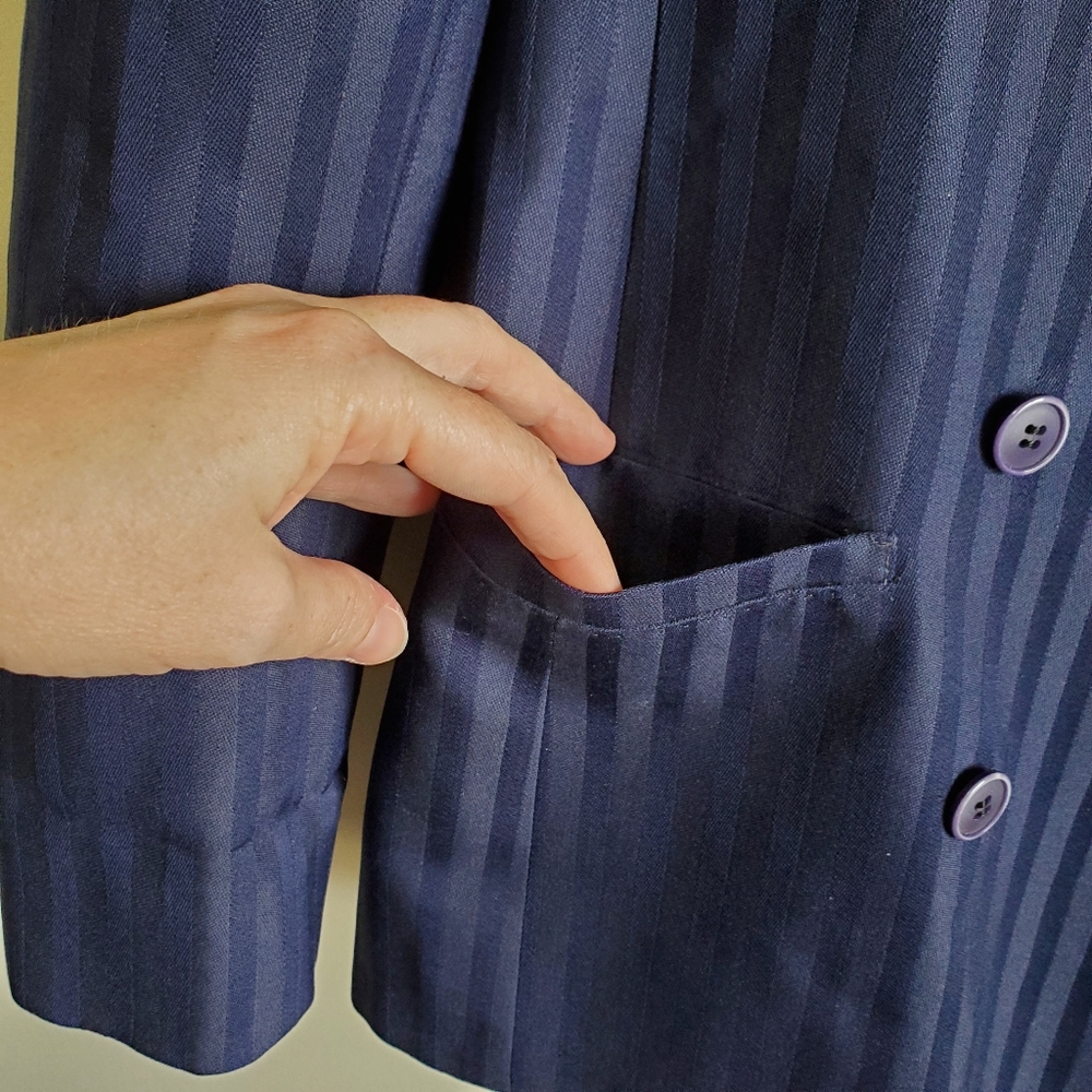 VINTAGE / S / Women's Mr. Jax Double Breasted Button Up Wool Blend Blazer Jacket - Picture 3 of 9